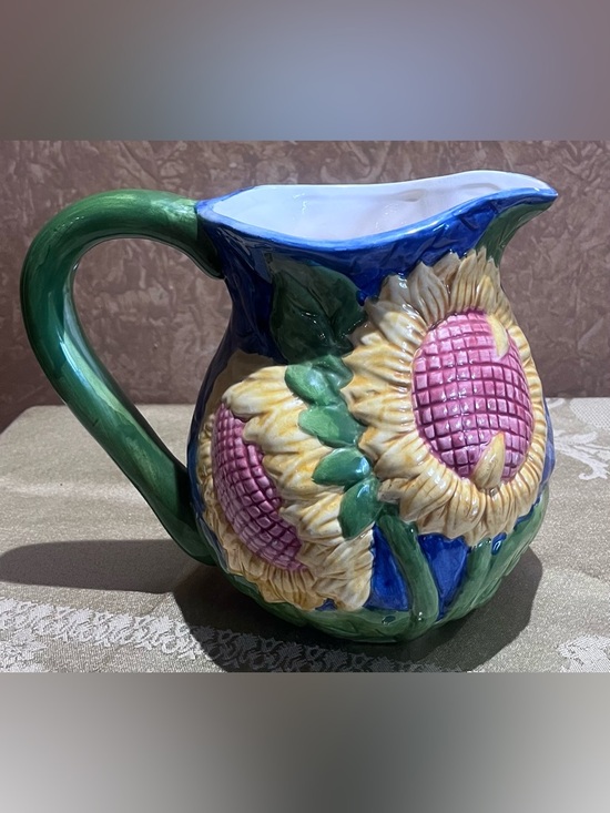 Sunflower Ceramic Pitcher - Picture 1 of 7